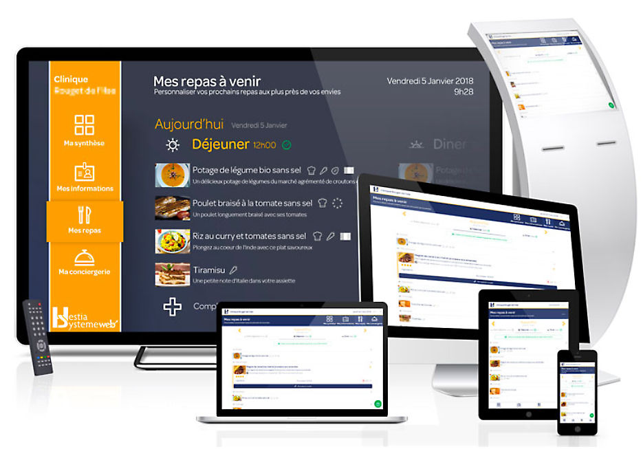 A l’image de la solution HESTIA, les applications de gestion d’hôtellerie sont de plus en plus ergonomiques et accessibles depuis divers dispositifs dont les smartphones, les portails Patient et les bornes d’accueil.
